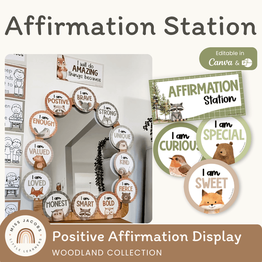 Affirmation Station - Woodland Theme Classroom Decor