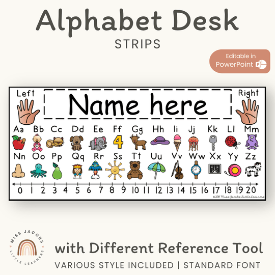 Alphabet Desk Strips with Number Line