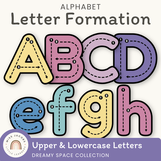 Alphabet Letter Formation Posters - Dreamy Space Classroom Decor