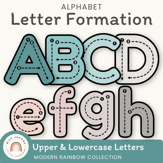 Alphabet Letter Formation Posters - Modern Rainbow Classroom Decor
