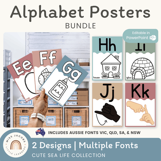 Alphabet Posters Bundle - Cute Sea Life Classroom Decor