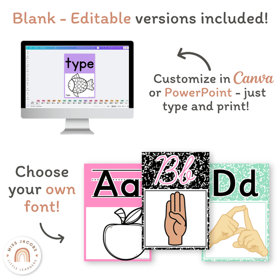 Alphabet Posters Bundle - Cutesy Classroom Decor - Miss Jacobs Little Learners