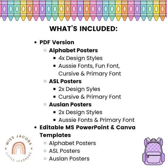 Alphabet Posters Bundle - Cutesy Classroom Decor - Miss Jacobs Little Learners
