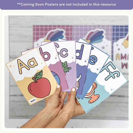 Alphabet Posters Bundle: English, ASL & Auslan - Dreamy Space Decor - Miss Jacobs Little Learners
