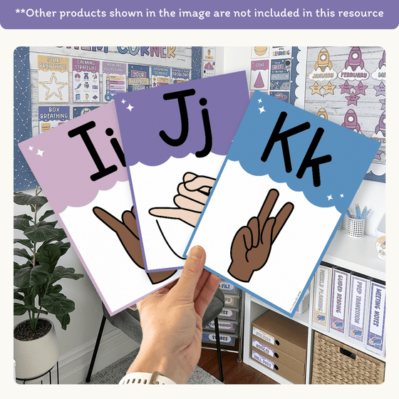 Alphabet Posters Bundle: English, ASL & Auslan - Dreamy Space Decor - Miss Jacobs Little Learners