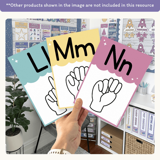 Alphabet Posters Bundle: English, ASL & Auslan - Dreamy Space Decor - Miss Jacobs Little Learners