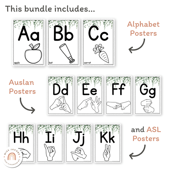 Alphabet Posters Bundle - Modern Botanical Decor - Miss Jacobs Little Learners