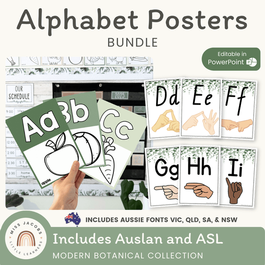 Alphabet Posters Bundle - Modern Botanical Decor