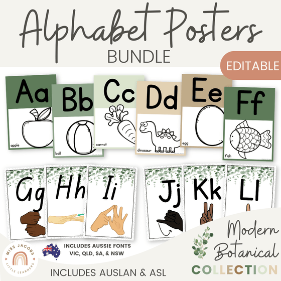 Alphabet Posters Bundle - Modern Botanical Decor - Miss Jacobs Little Learners