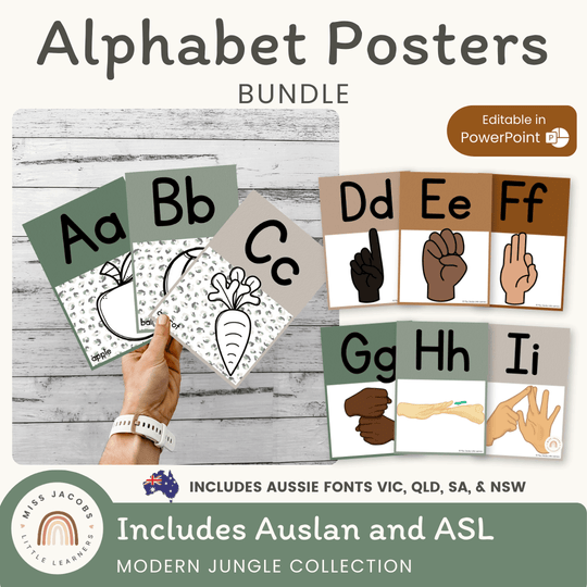 Alphabet Posters Bundle - Modern Jungle Classroom Decor