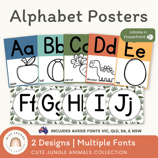 Alphabet Posters - Cute Jungle Animals Decor
