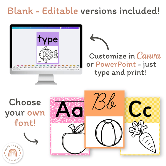 Alphabet Posters - Cutesy Classroom Decor - Miss Jacobs Little Learners
