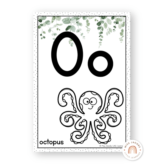 Alphabet Posters Eucalyptus - Modern Botanical Decor - Miss Jacobs Little Learners