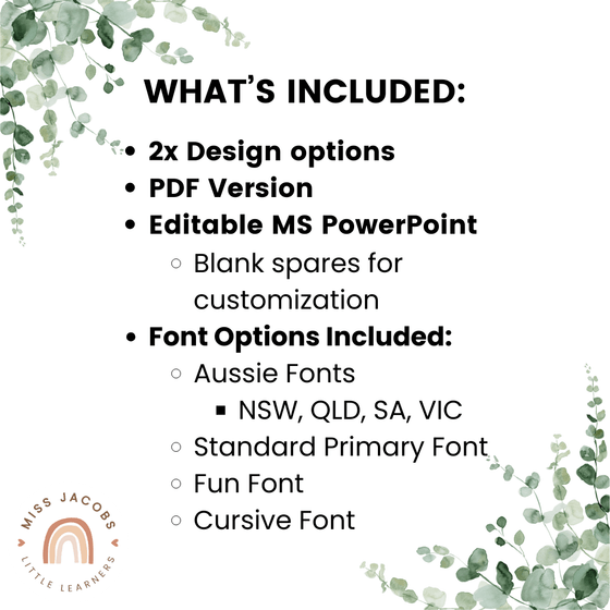 Alphabet Posters Eucalyptus - Modern Botanical Decor - Miss Jacobs Little Learners