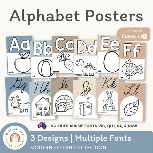 Alphabet Posters - Modern Ocean Classroom Decor
