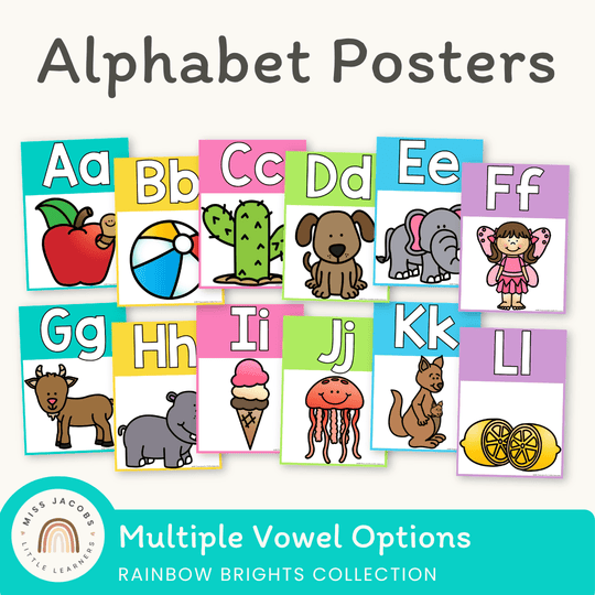 Alphabet Posters - Rainbow Brights Classroom Decor