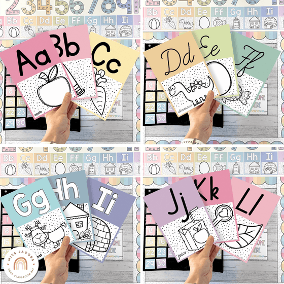 Alphabet Posters - Spotty Pastel Classroom Decor - Miss Jacobs Little Learners