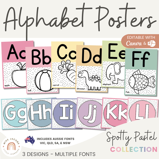 Alphabet Posters - Spotty Pastel Classroom Decor
