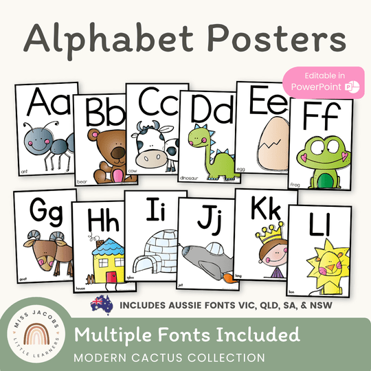 Alphabet Posters with Australian State Fonts