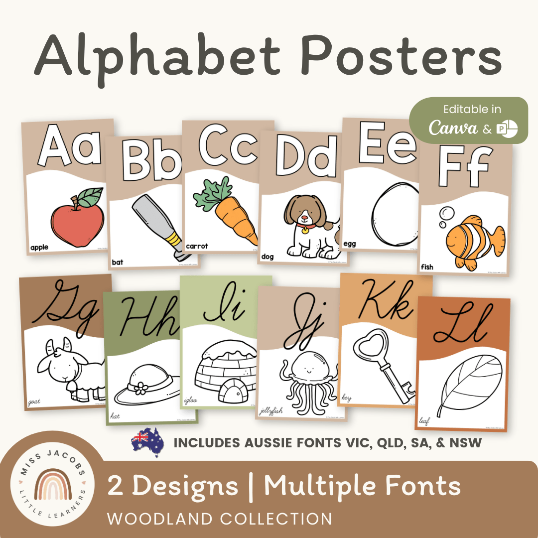 Alphabet Posters - Woodland Theme Classroom Decor - Miss Jacobs