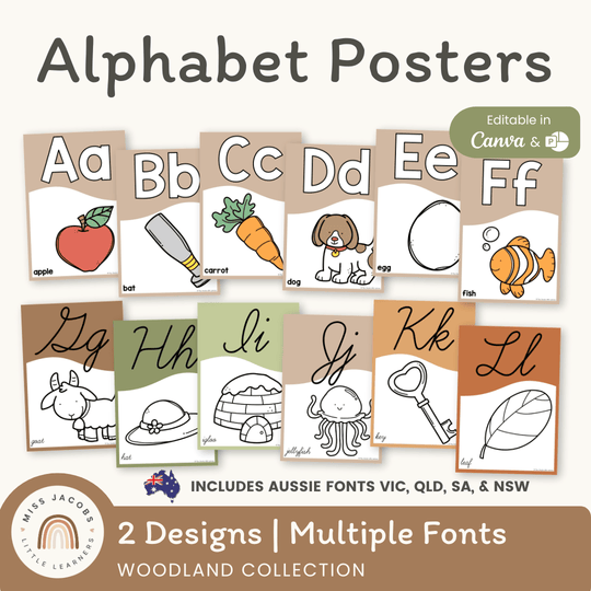 Alphabet Posters - Woodland Theme Classroom Decor