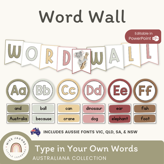 Alphabet Word Wall - Australiana Classroom Decor