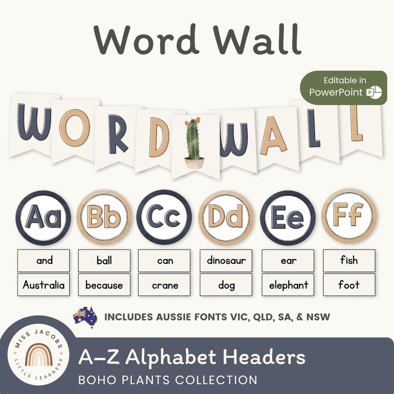 激レア＊クラスルームポスターカードWord wall words Alphabet Word Wall - Boho Plants Classroom Decor – Miss Jacobs