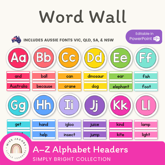 ALPHABET WORD WALL | BRIGHTS | CLASSROOM DECOR