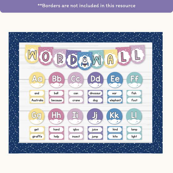 Alphabet Word Wall - Dreamy Space Theme Classroom Decor - Miss Jacobs Little Learners