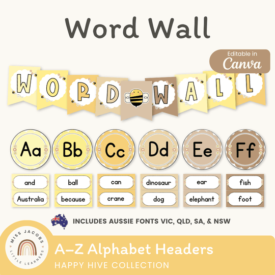 Alphabet Word Wall - Happy Hive Classroom Decor