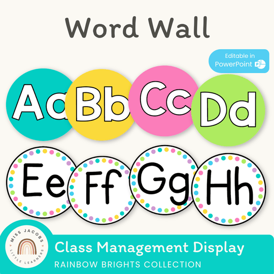 Alphabet Word Wall Headers | Rainbow Classroom Decor