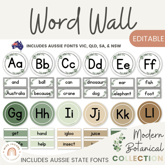 Alphabet Word Wall - Modern Botanical Classroom Decor