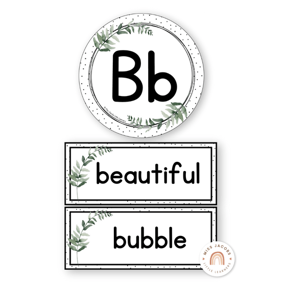Alphabet Word Wall - Modern Botanical Classroom Decor - Miss Jacobs Little Learners