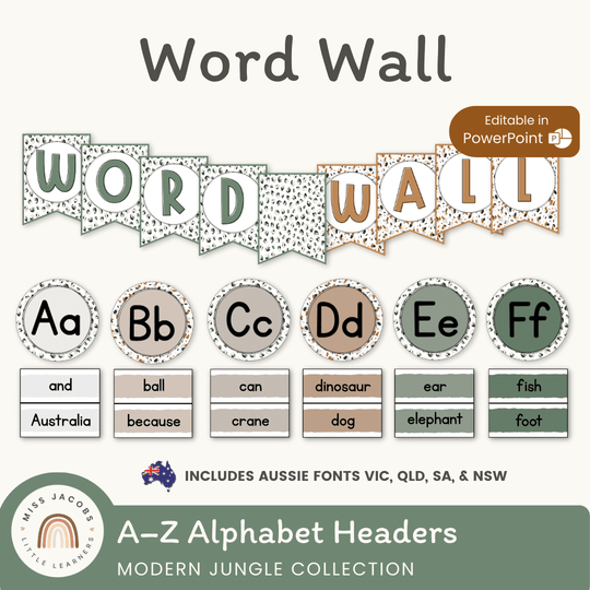 Alphabet Word Wall - Modern Jungle Classroom Decor