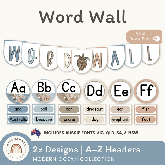Alphabet Word Wall - Modern Ocean Classroom Decor
