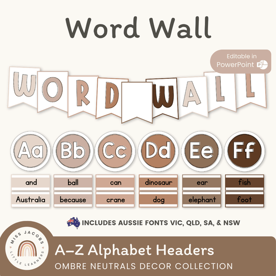 ALPHABET WORD WALL | OMBRE NEUTRALS