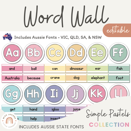 Alphabet Word Wall - Simply Pastel Classroom Decor