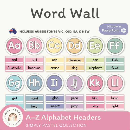 Alphabet Word Wall - Simply Pastel Classroom Decor