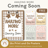 Amazing Work Coming Soon Posters - Daisy Gingham Neutrals - Miss Jacobs Little Learners