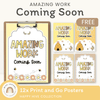 Amazing Work Coming Soon Posters - Happy Hive Classroom Decor - Miss Jacobs Little Learners