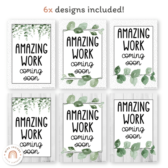 Amazing Work Coming Soon Posters - Modern Botanical Decor - Miss Jacobs Little Learners