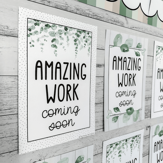 Amazing Work Coming Soon Posters - Modern Botanical Decor - Miss Jacobs Little Learners