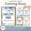 Amazing Work Coming Soon Posters - Modern Ocean Classroom Decor - Miss Jacobs Little Learners