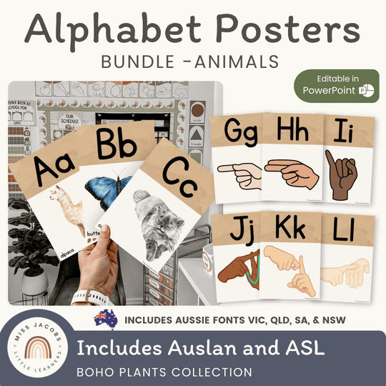Animal Alphabet Posters - Boho Plants Decor