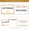 Antonym Posters - Daisy Gingham Neutrals English Decor - Miss Jacobs Little Learners