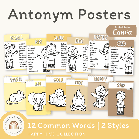 Antonym Posters - Happy Hive English Decor