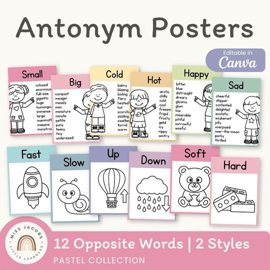 Antonym Posters - Pastel English Decor