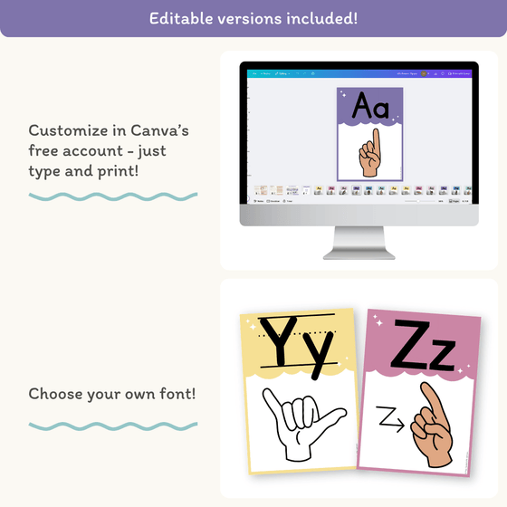 ASL Alphabet Posters: American Sign Language - Dreamy Space Classroom Decor - Miss Jacobs Little Learners