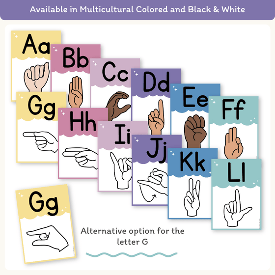 ASL Alphabet Posters: American Sign Language - Dreamy Space Classroom Decor - Miss Jacobs Little Learners