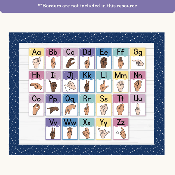 ASL Alphabet Posters: American Sign Language - Dreamy Space Classroom Decor - Miss Jacobs Little Learners